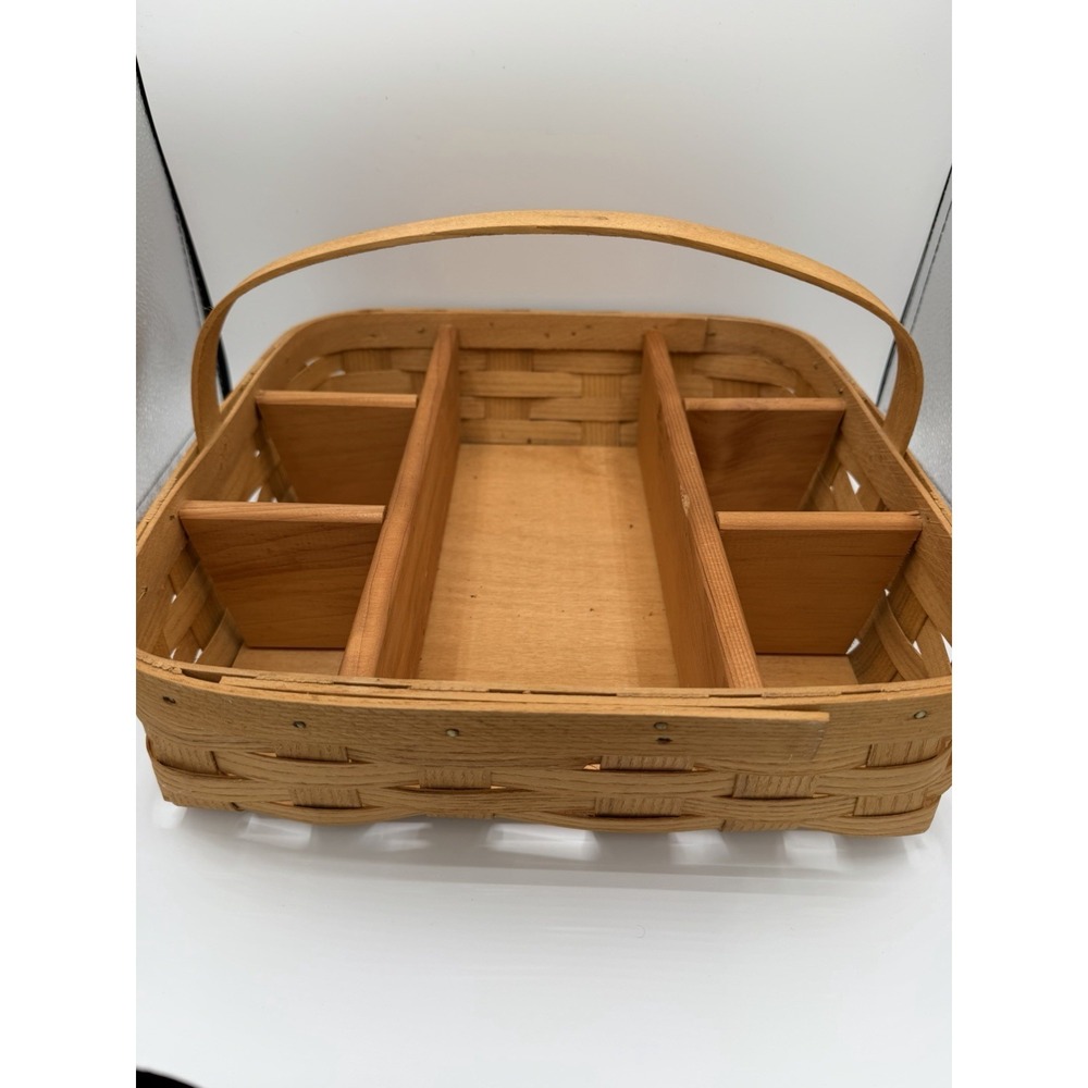Peterboro Since 1854 Basket Co. Large Handle And 7 Dividers - Picture 4 of 6